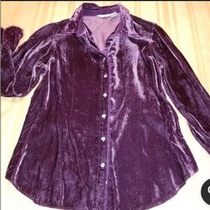 Velvet Button-Up Shirt in Rich Purple